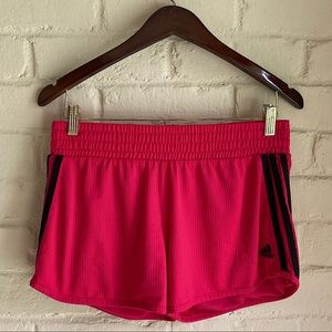 Adidas hot pink mesh black stripped gym athletic running shorts size XL
